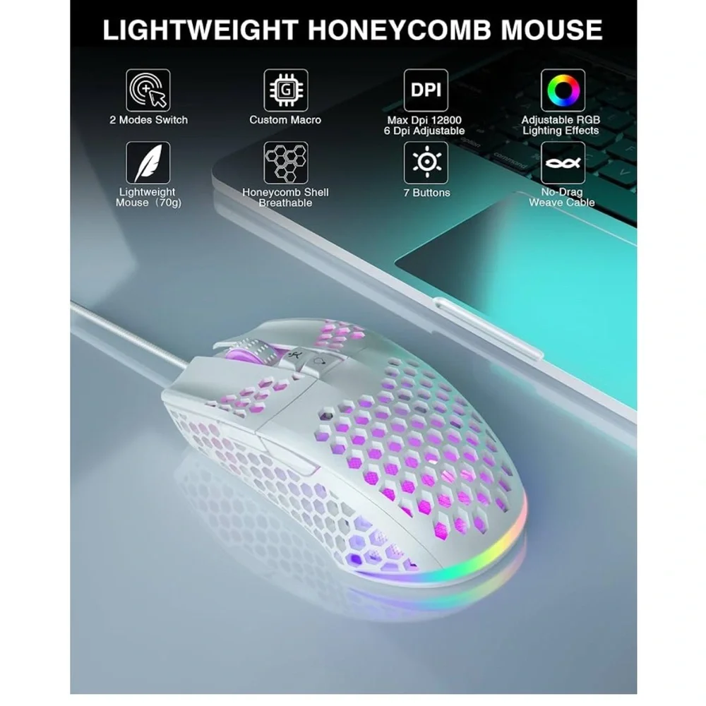 Gaming mouse lightweight honeycomb design